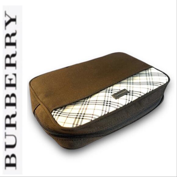 BURBERRY Beige Check Jacquard Makeup Bag NWOT - Picture 1 of 10